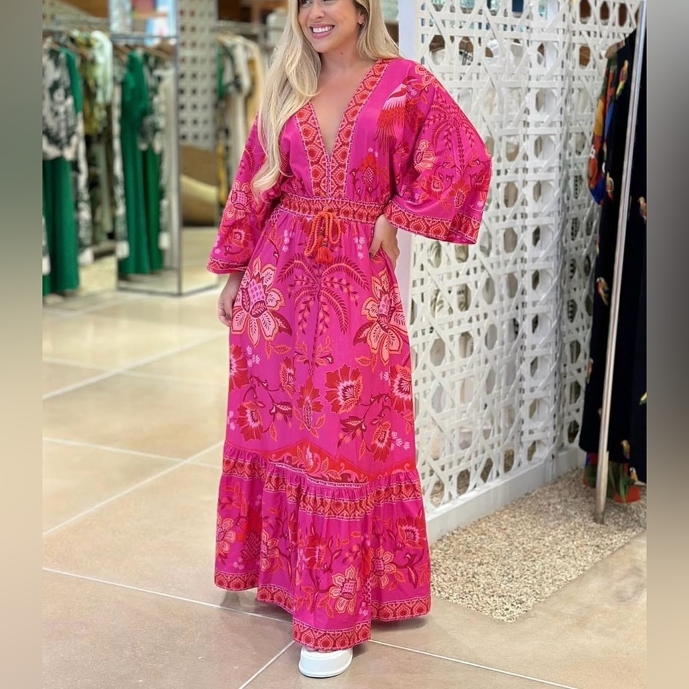 FARM Rio Romance Pink Long Dress Size S